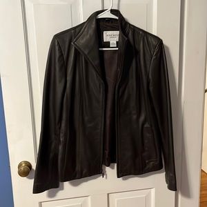 Brown leather jacket